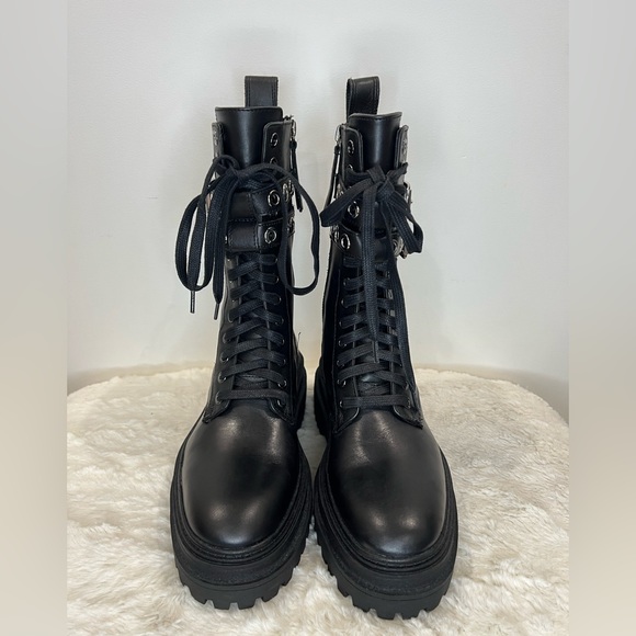 New Zara Leather Ankle Combat Black Boots size 38 (US 7.5) model 2126/610 - Picture 4 of 13